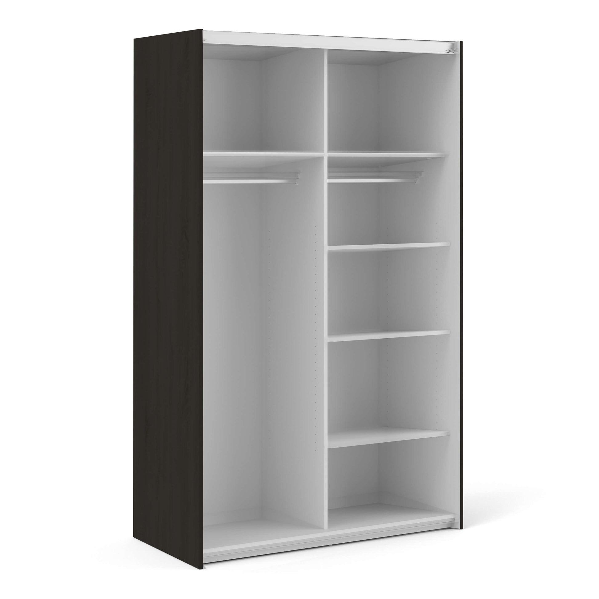 Verona Sliding Wardrobe 120cm in Black Matt with Black Matt Doors with 5 Shelves ModelBedroom