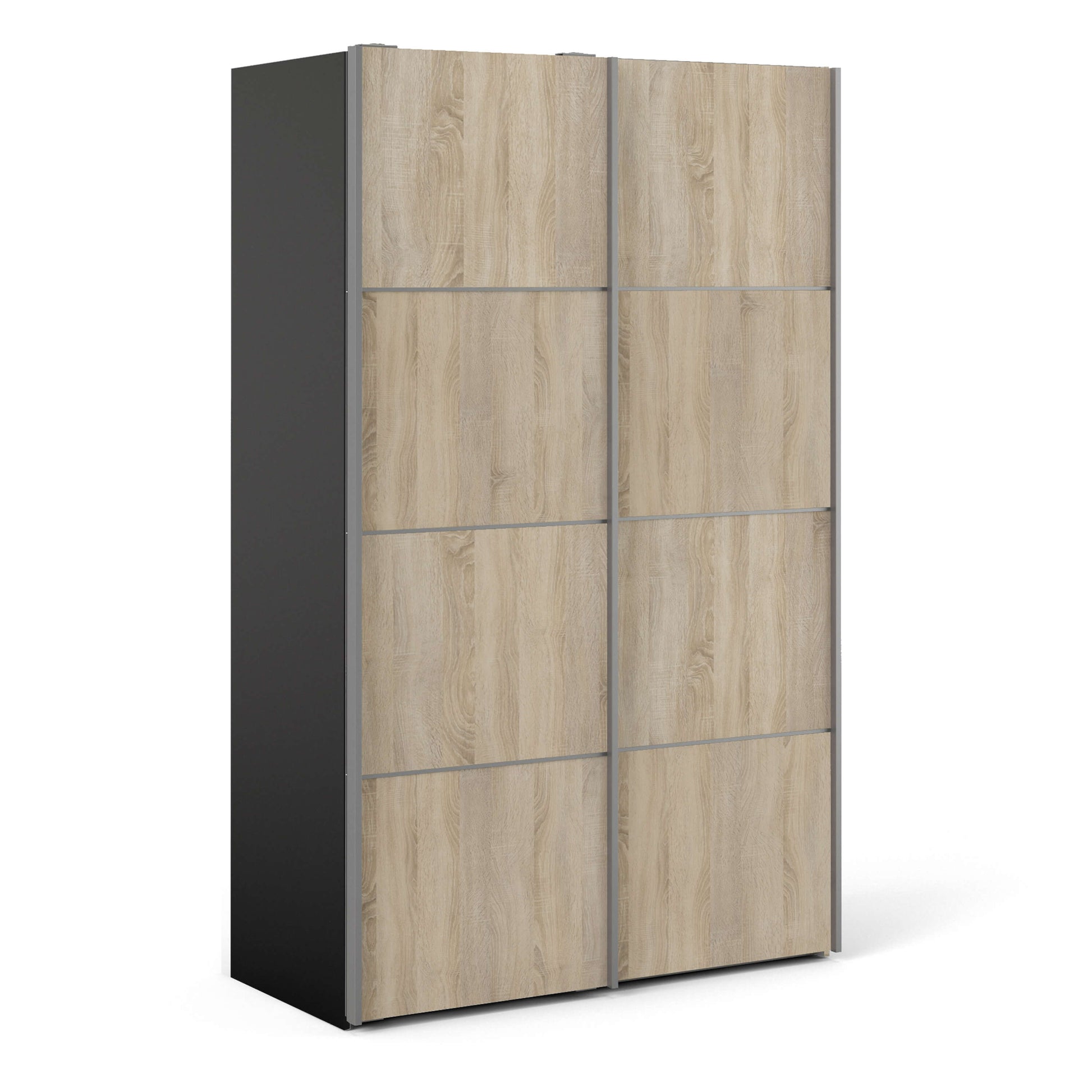 Verona Sliding Wardrobe 120cm in Black Matt with Black Matt Doors with 5 Shelves ModelBedroom