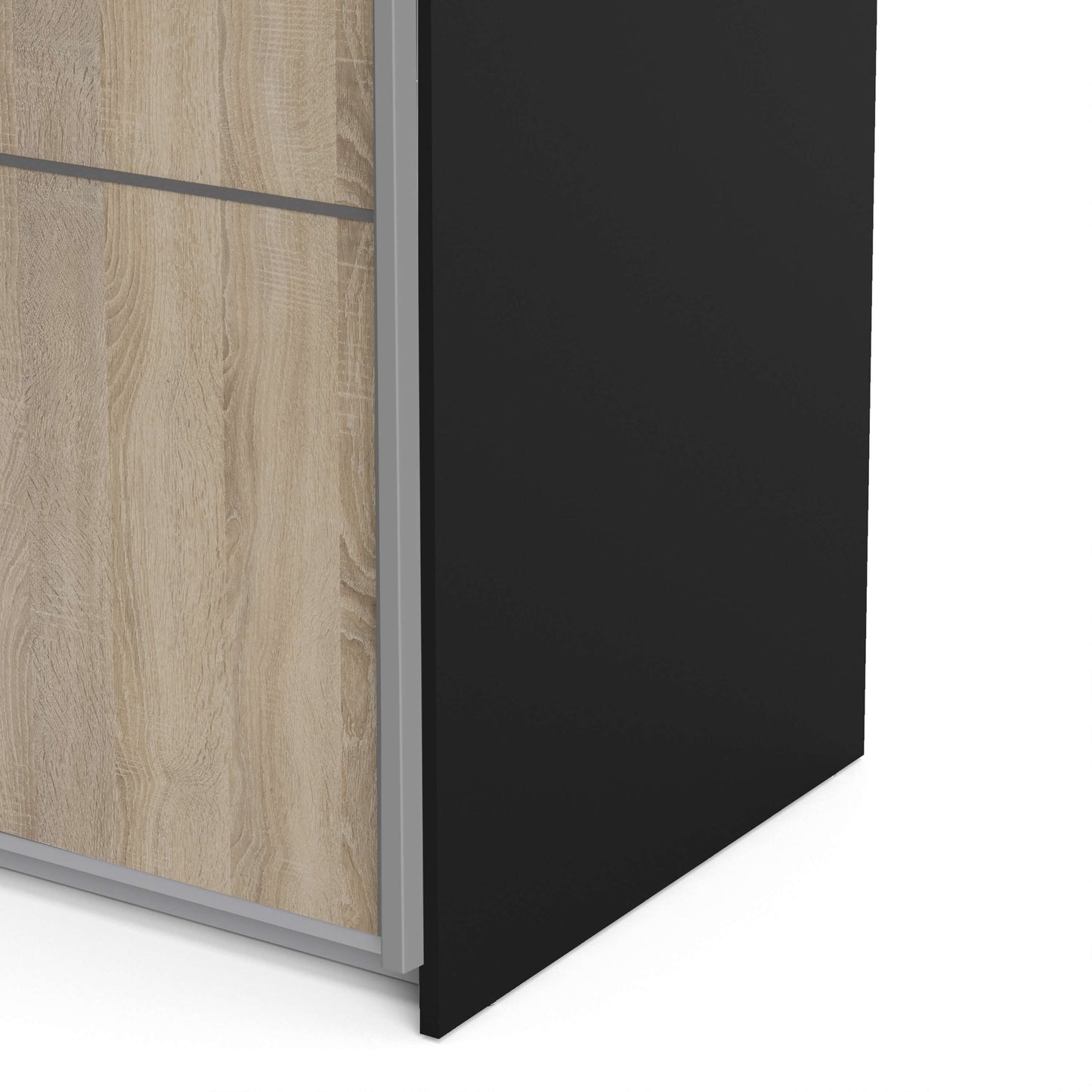 Verona Sliding Wardrobe 120cm in Black Matt with Black Matt Doors with 5 Shelves ModelBedroom