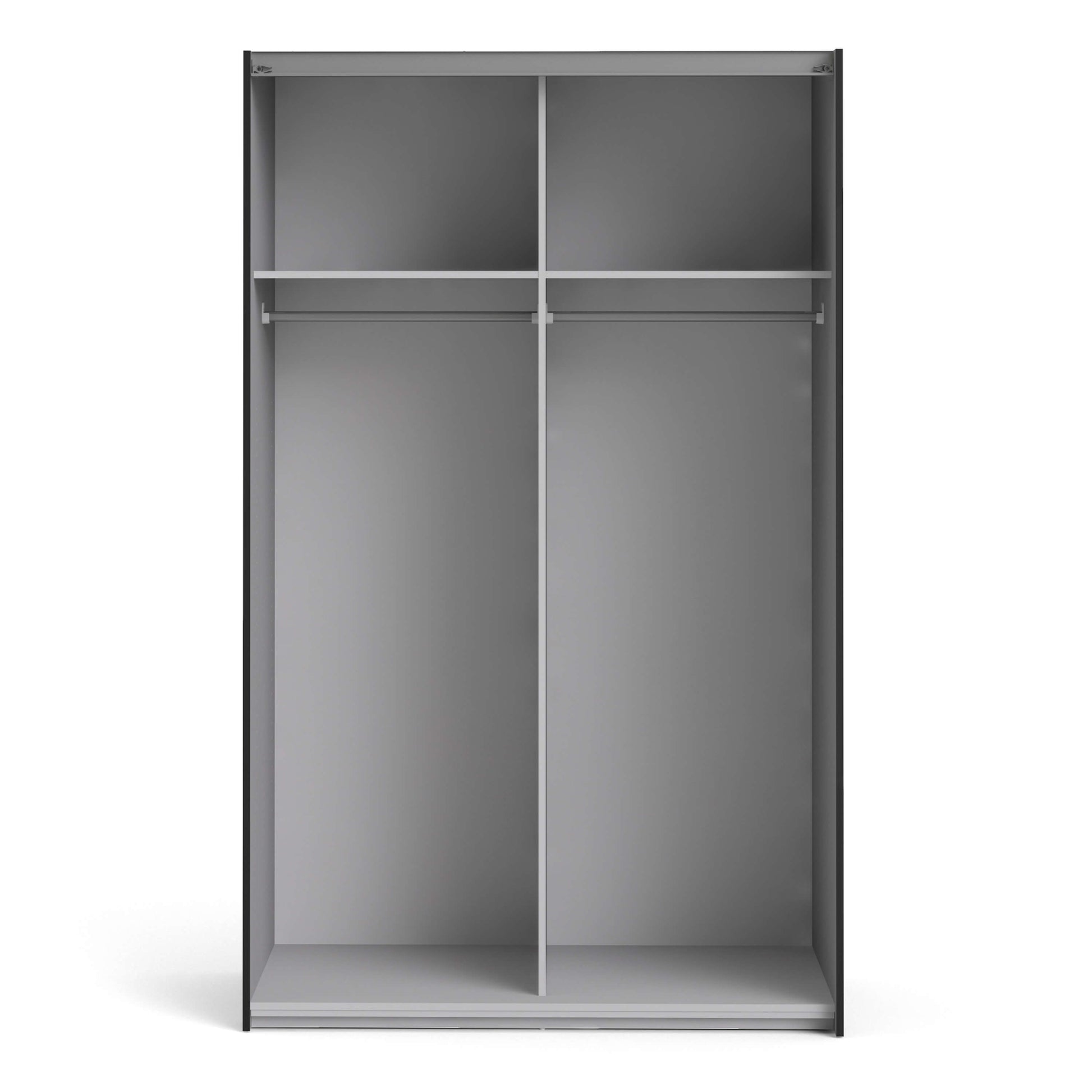 Verona Sliding Wardrobe 120cm in Black Matt with Black Matt Doors with 5 Shelves ModelBedroom