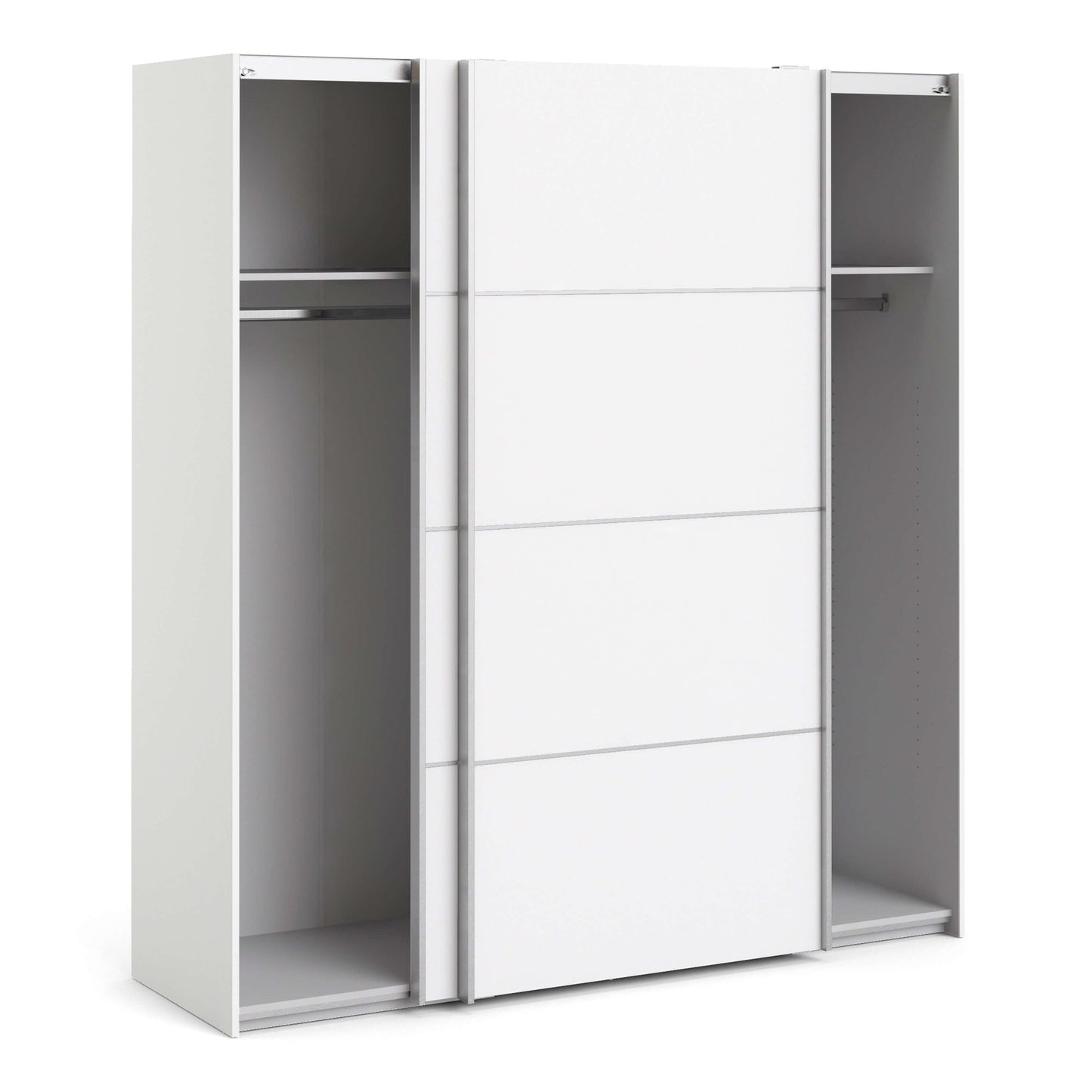 Verona Sliding Wardrobe 180cm in White with White Doors with 2 Shelves ModelBedroom