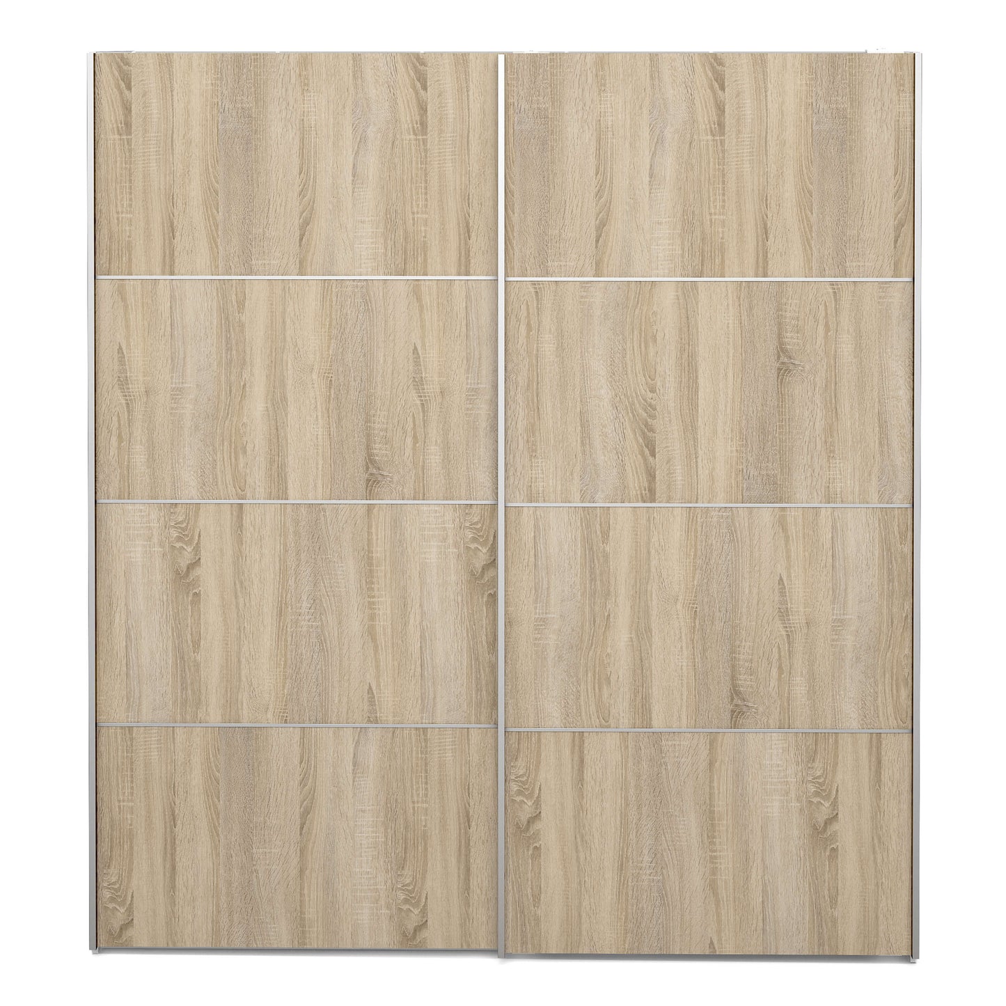 Verona Sliding Wardrobe 180cm in White with Oak Doors with 2 Shelves ModelBedroom