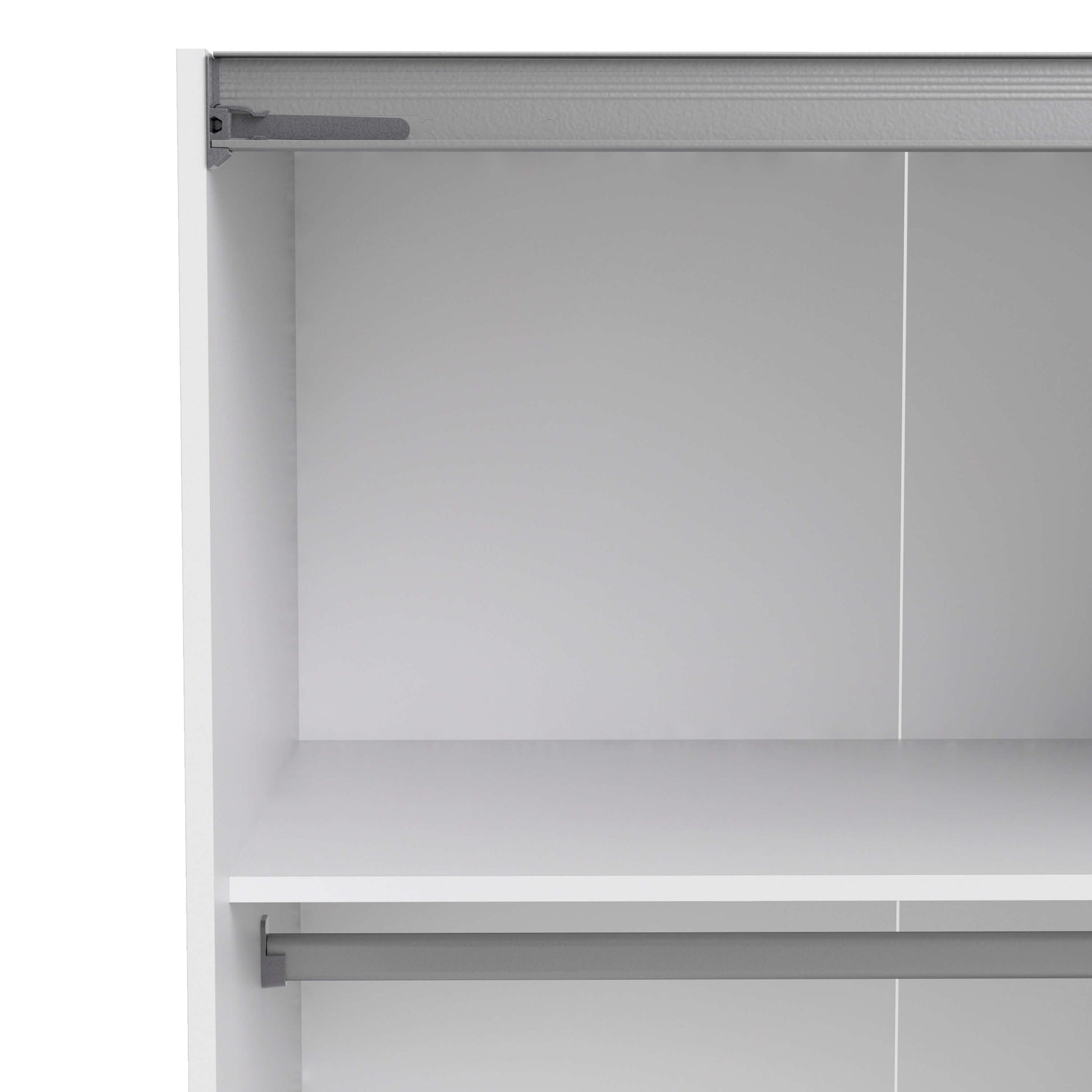 Verona Sliding Wardrobe 180cm in White with Mirror Doors with 2 Shelves ModelBedroom