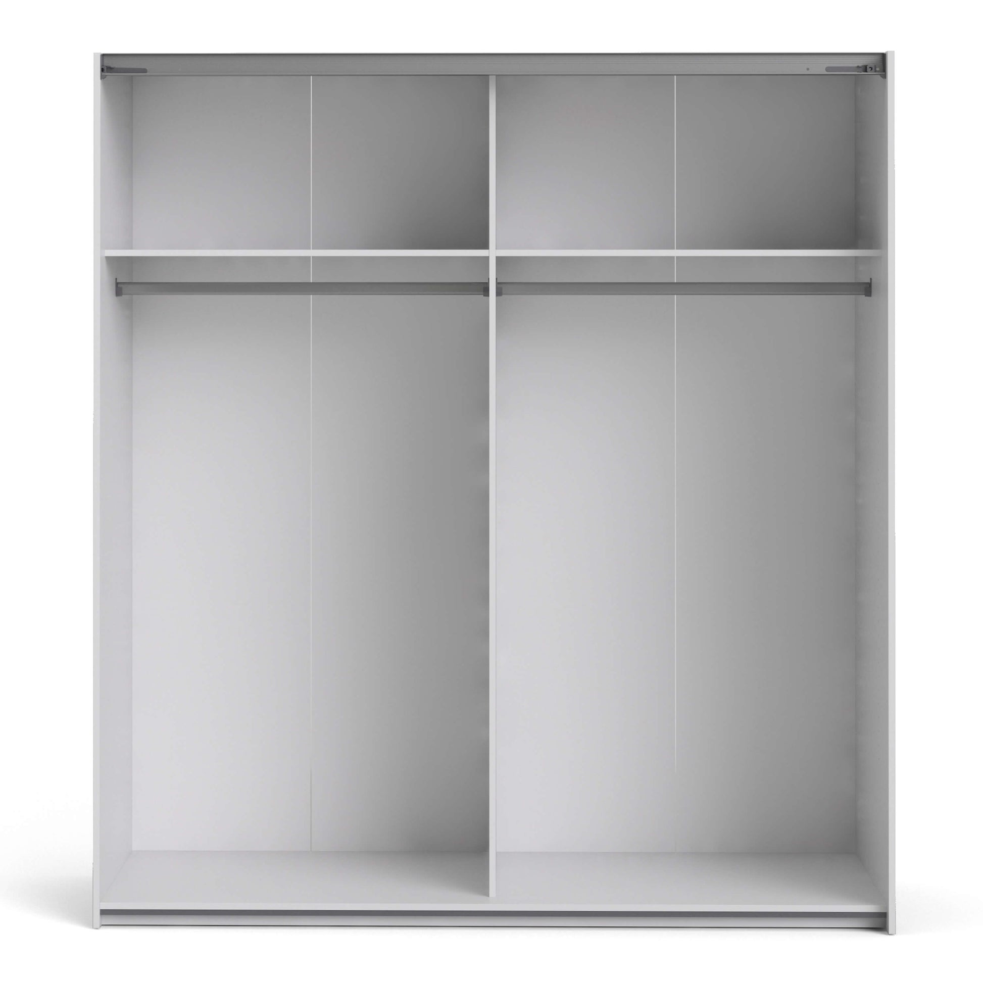 Verona Sliding Wardrobe 180cm in White with Mirror Doors with 2 Shelves ModelBedroom
