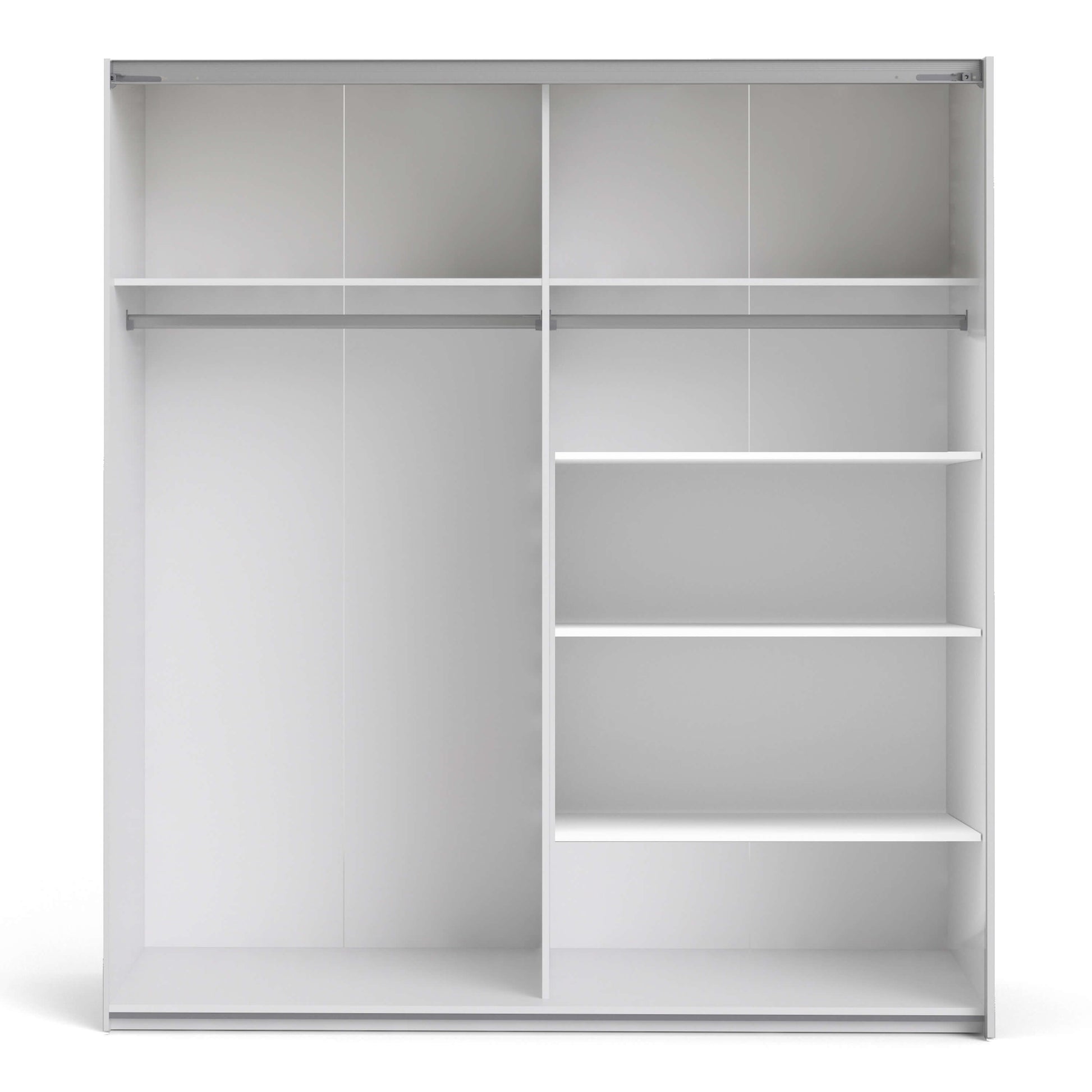 Verona Sliding Wardrobe 180cm in White with White Doors with 5 Shelves ModelBedroom