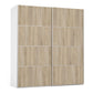 Verona Sliding Wardrobe 180cm in White with Oak Doors with 5 Shelves ModelBedroom
