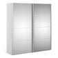 Verona Sliding Wardrobe 180cm in White with Mirror Doors with 5 Shelves ModelBedroom
