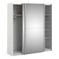Verona Sliding Wardrobe 180cm in White with Mirror Doors with 5 Shelves ModelBedroom