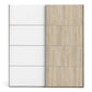 Verona Sliding Wardrobe 180cm in White with White and Oak doors with 2 Shelves ModelBedroom