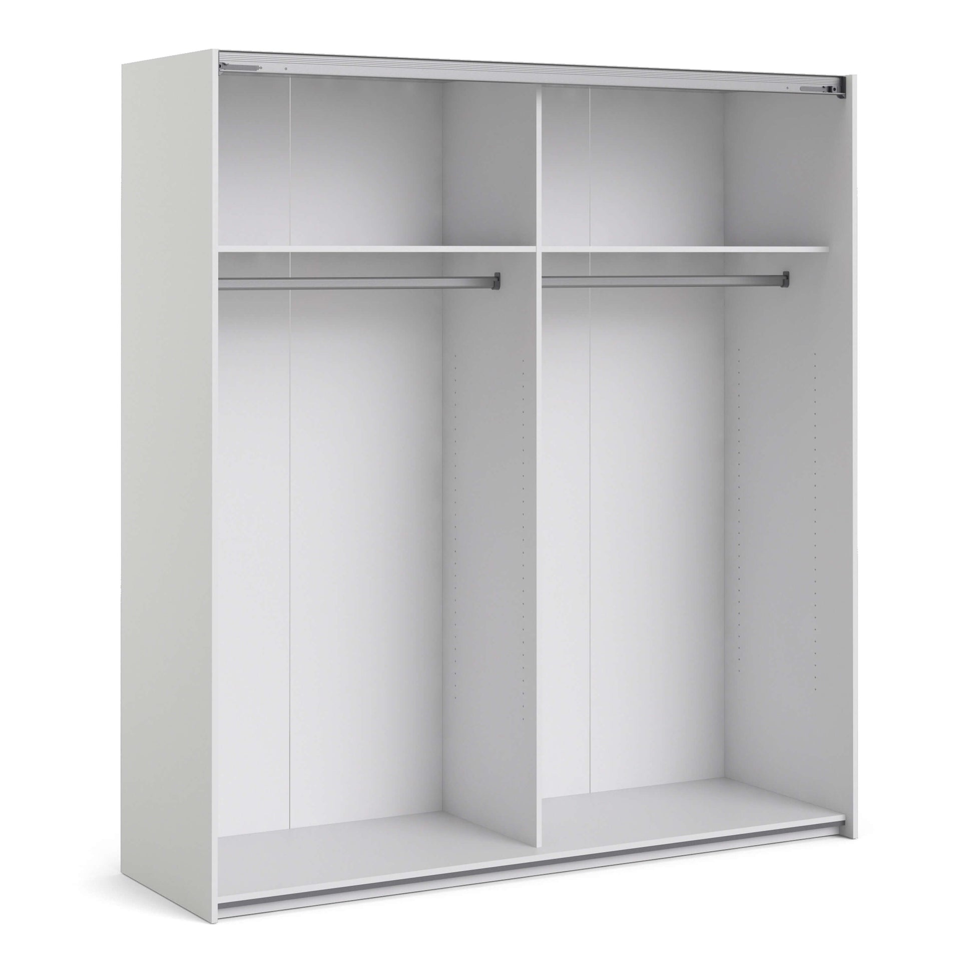 Verona Sliding Wardrobe 180cm in White with White and Oak doors with 2 Shelves ModelBedroom