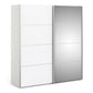 Verona Sliding Wardrobe 180cm in White with White and Mirror Doors with 2 Shelves ModelBedroom
