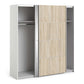Verona Sliding Wardrobe 180cm in White with Oak and Mirror Doors with 2 Shelves ModelBedroom
