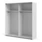 Verona Sliding Wardrobe 180cm in White with Oak and Mirror Doors with 2 Shelves ModelBedroom