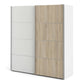 Verona Sliding Wardrobe 180cm in White with White and Oak doors with 5 Shelves ModelBedroom