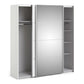 Verona Sliding Wardrobe 180cm in White with White and Mirror Doors with 5 Shelves ModelBedroom