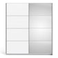 Verona Sliding Wardrobe 180cm in White with White and Mirror Doors with 5 Shelves ModelBedroom