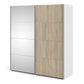 Verona Sliding Wardrobe 180cm in White with Oak and Mirror Doors with 5 Shelves ModelBedroom