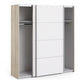 Verona Sliding Wardrobe 180cm in Oak with White Doors with 2 Shelves ModelBedroom