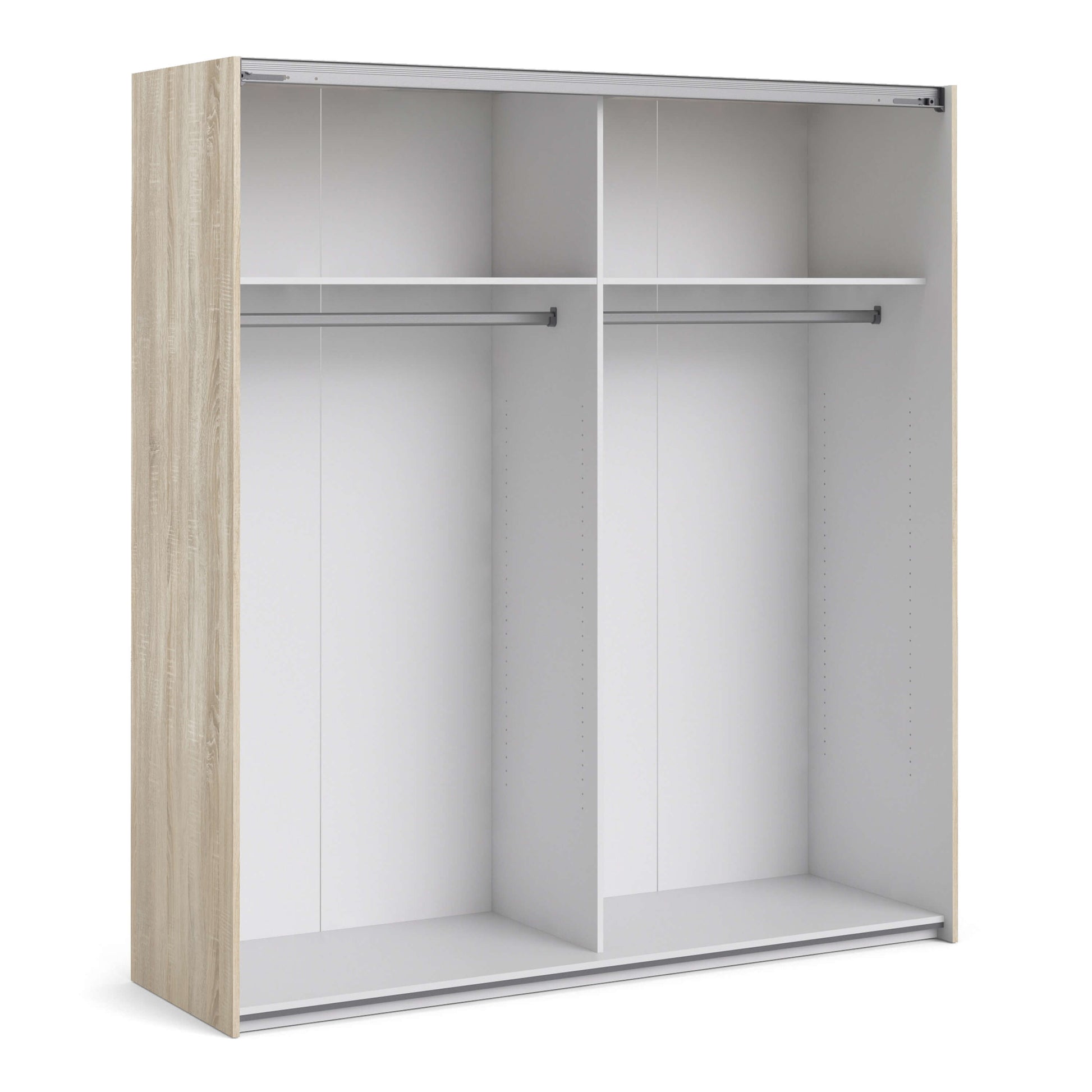 Verona Sliding Wardrobe 180cm in Oak with White Doors with 2 Shelves ModelBedroom