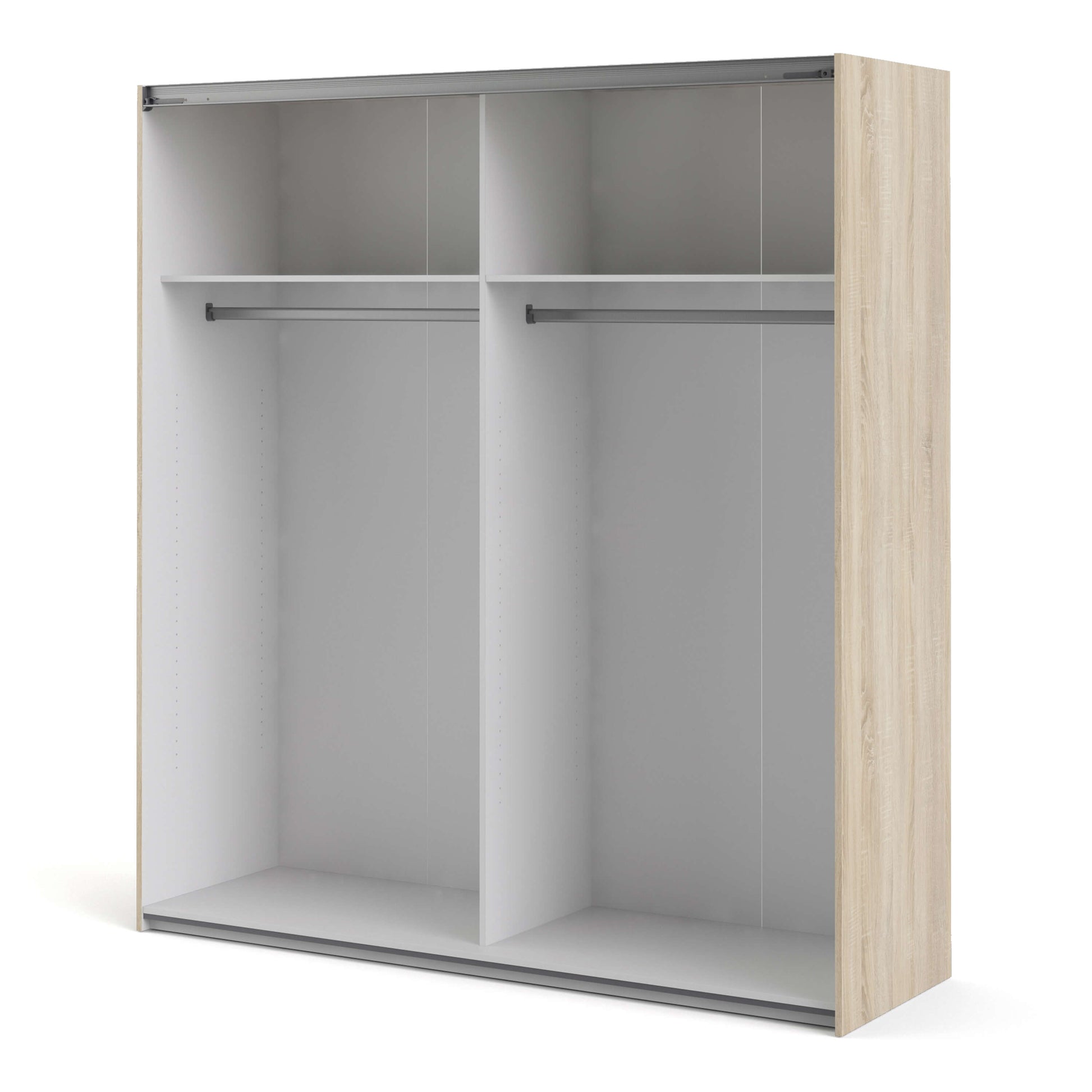 Verona Sliding Wardrobe 180cm in Oak with White Doors with 2 Shelves ModelBedroom