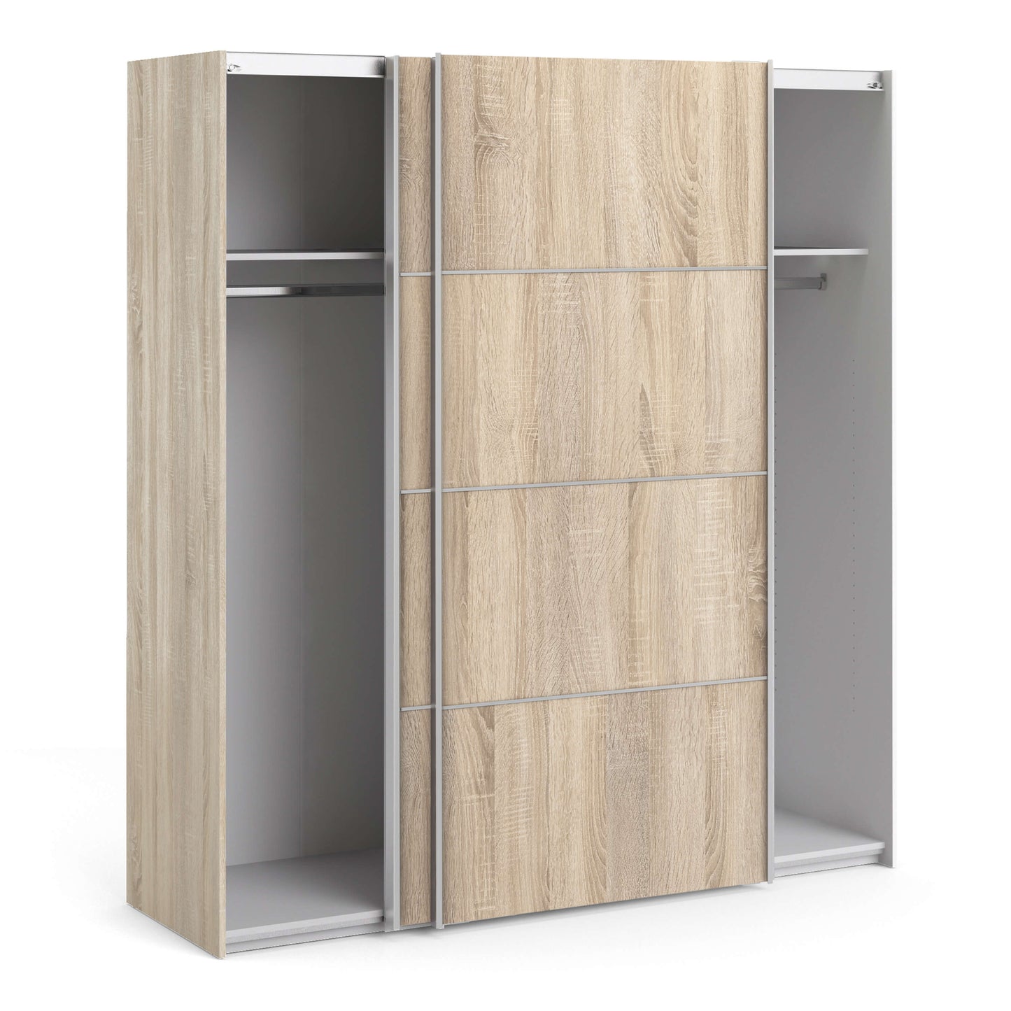 Verona Sliding Wardrobe 180cm in Oak with Oak Doors with 2 Shelves ModelBedroom