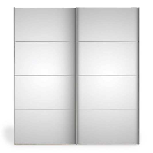 Verona Sliding Wardrobe 180cm in Oak with Mirror Doors with 2 Shelves ModelBedroom