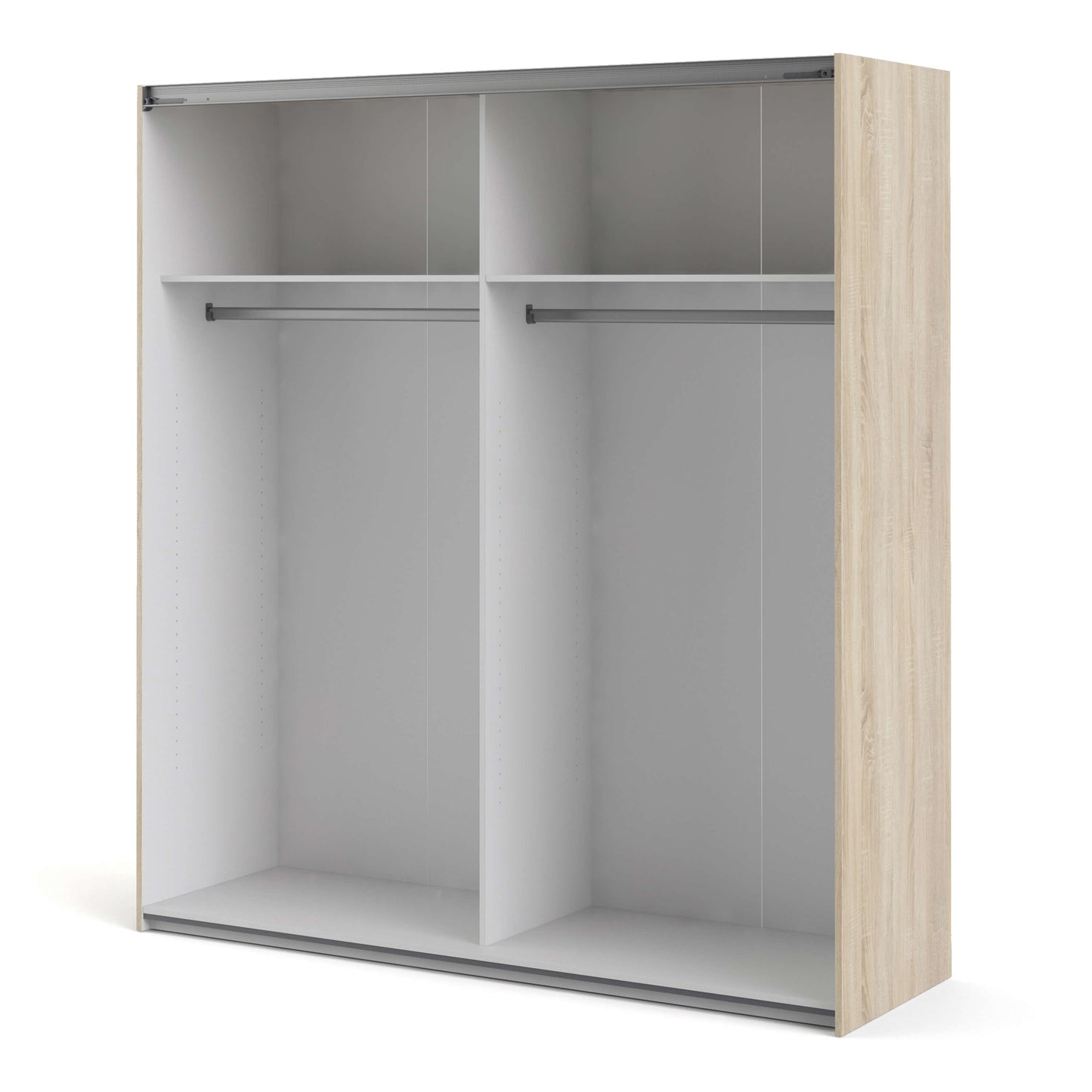 Verona Sliding Wardrobe 180cm in Oak with Mirror Doors with 2 Shelves ModelBedroom