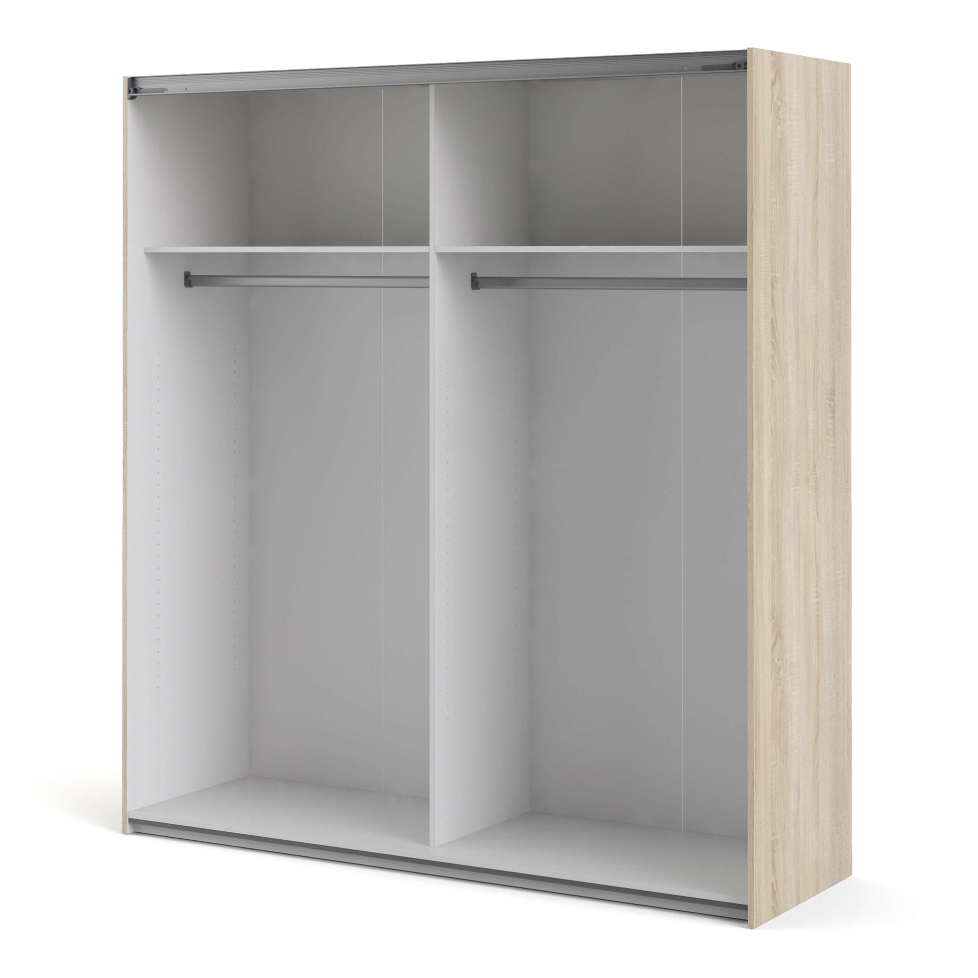 Verona Sliding Wardrobe 180cm in Oak with Mirror Doors with 2 Shelves ModelBedroom