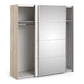 Verona Sliding Wardrobe 180cm in Oak with White and Mirror Doors with 2 Shelves ModelBedroom