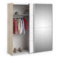 Verona Sliding Wardrobe 180cm in Oak with White and Mirror Doors with 2 Shelves ModelBedroom