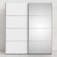 Verona Sliding Wardrobe 180cm in Oak with White and Mirror Doors with 2 Shelves ModelBedroom