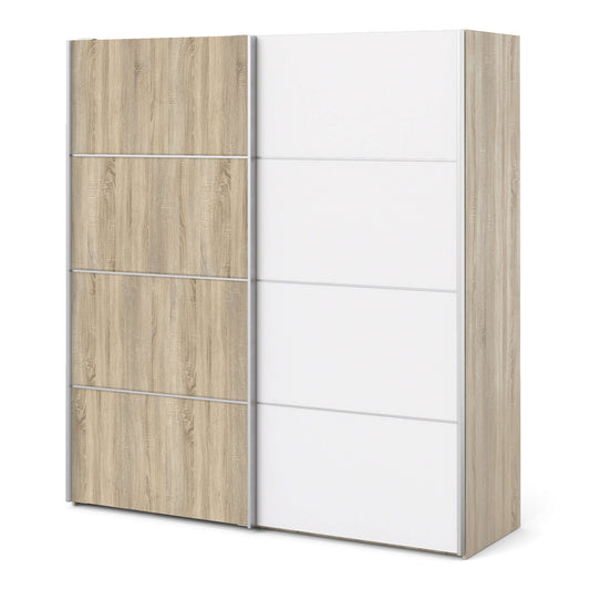 Verona Sliding Wardrobe 180cm in Oak with White and Oak doors with 2 Shelves ModelBedroom