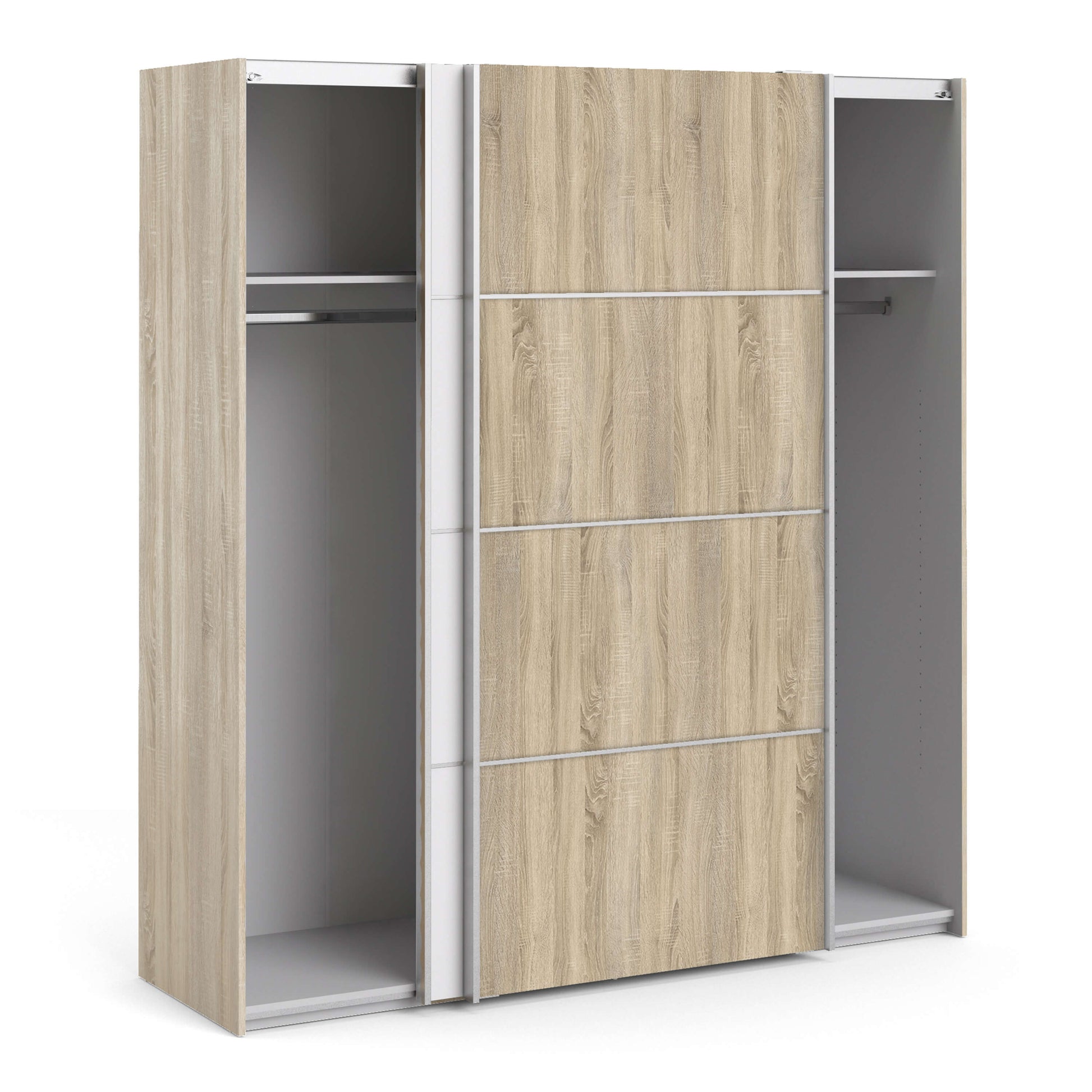 Verona Sliding Wardrobe 180cm in Oak with White and Oak doors with 2 Shelves ModelBedroom