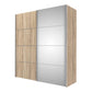 Verona Sliding Wardrobe 180cm in Oak with Oak and Mirror Doors with 2 Shelves ModelBedroom