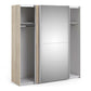 Verona Sliding Wardrobe 180cm in Oak with Oak and Mirror Doors with 2 Shelves ModelBedroom