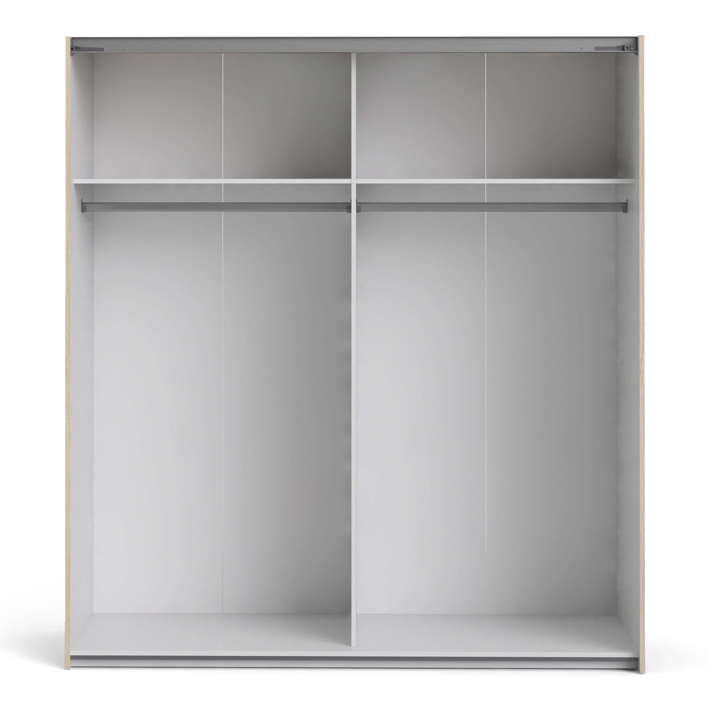 Verona Sliding Wardrobe 180cm in Oak with Oak and Mirror Doors with 2 Shelves ModelBedroom