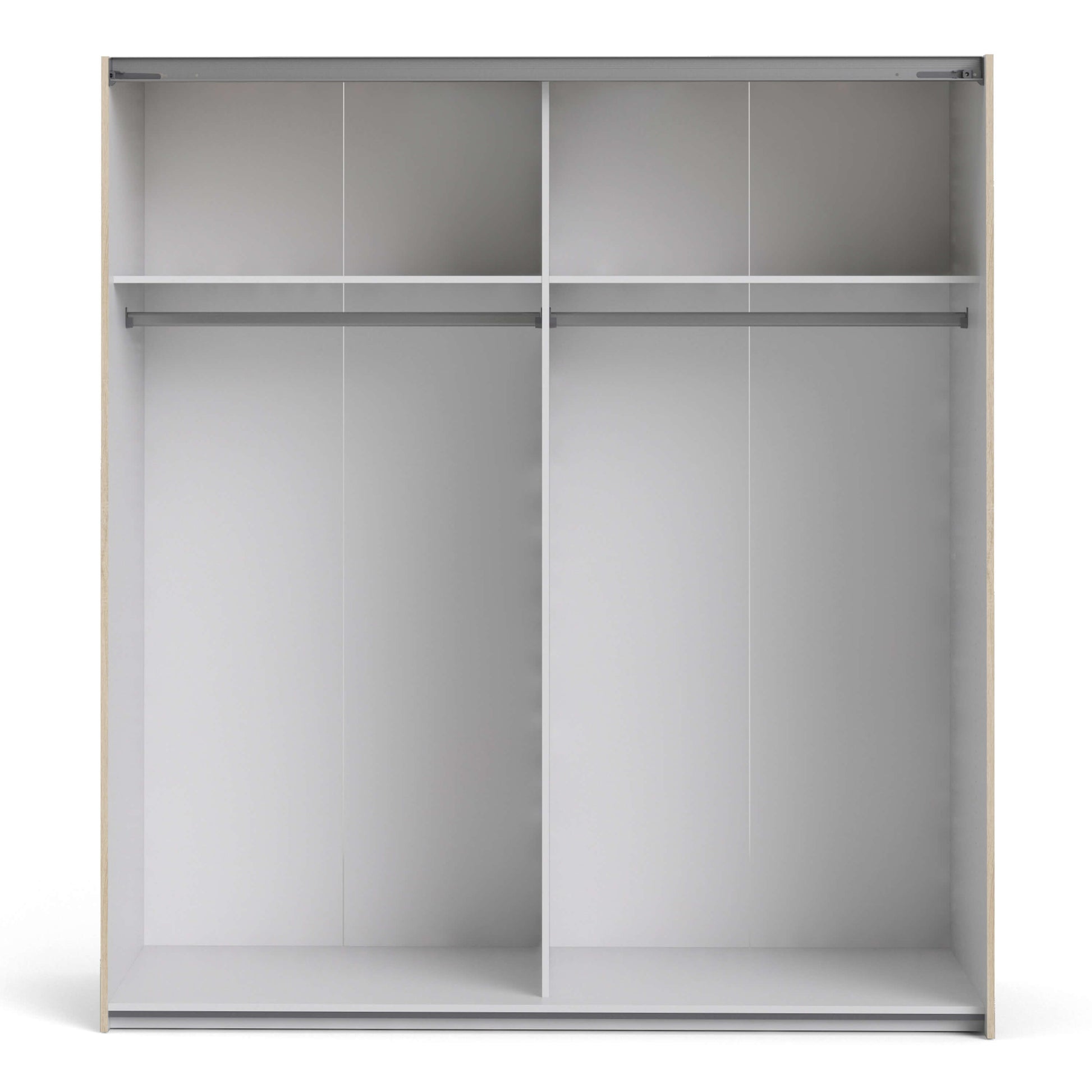 Verona Sliding Wardrobe 180cm in Oak with Oak and Mirror Doors with 2 Shelves ModelBedroom