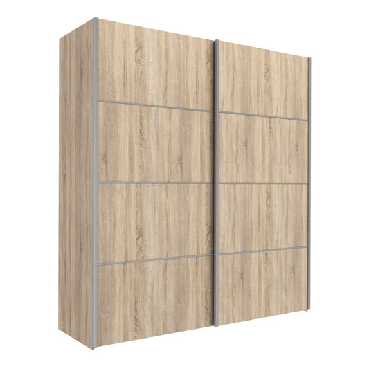 Verona Sliding Wardrobe 180cm in Oak with Oak Doors with 5 Shelves ModelBedroom