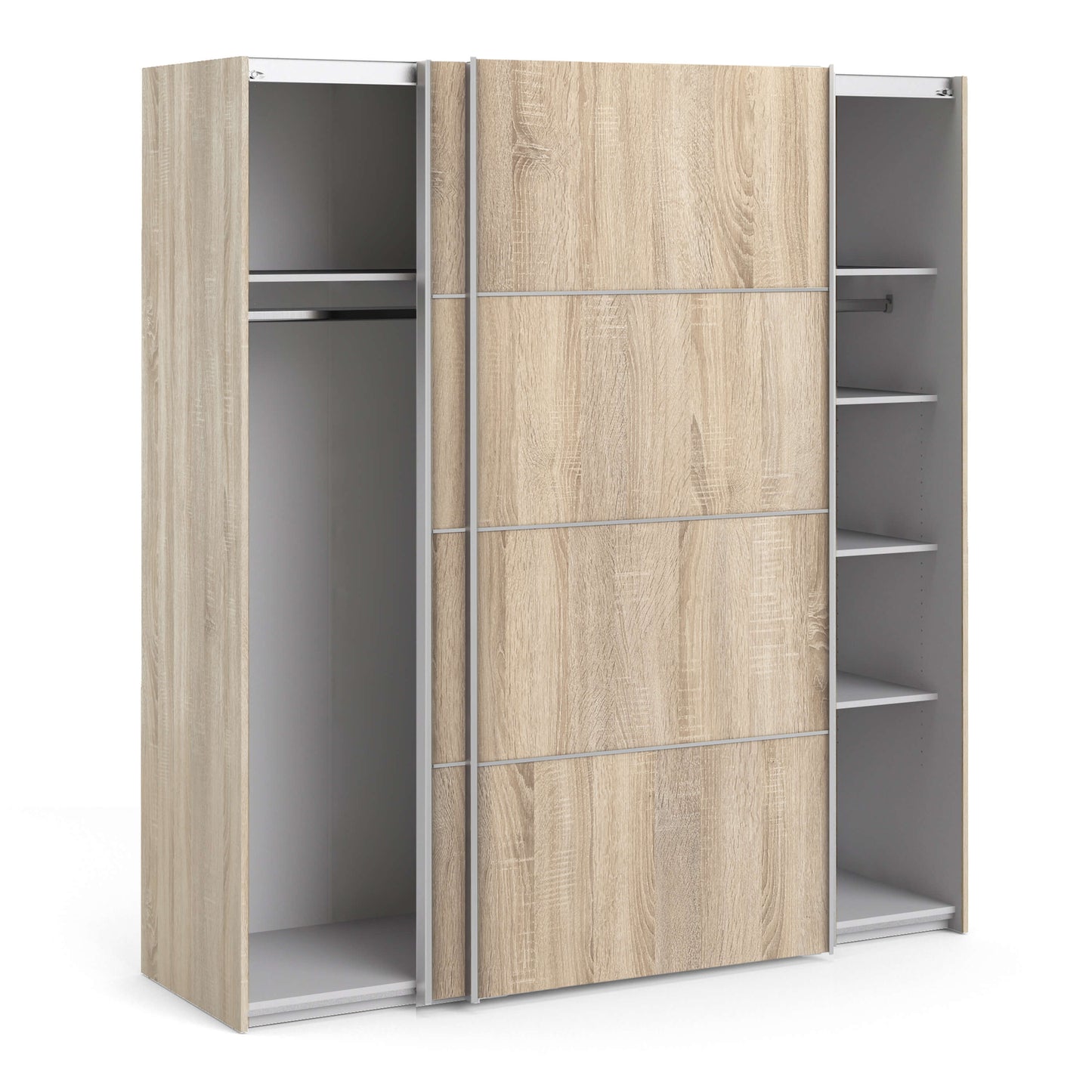 Verona Sliding Wardrobe 180cm in Oak with Oak Doors with 5 Shelves ModelBedroom