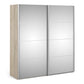 Verona Sliding Wardrobe 180cm in Oak with Mirror Doors with 5 Shelves ModelBedroom