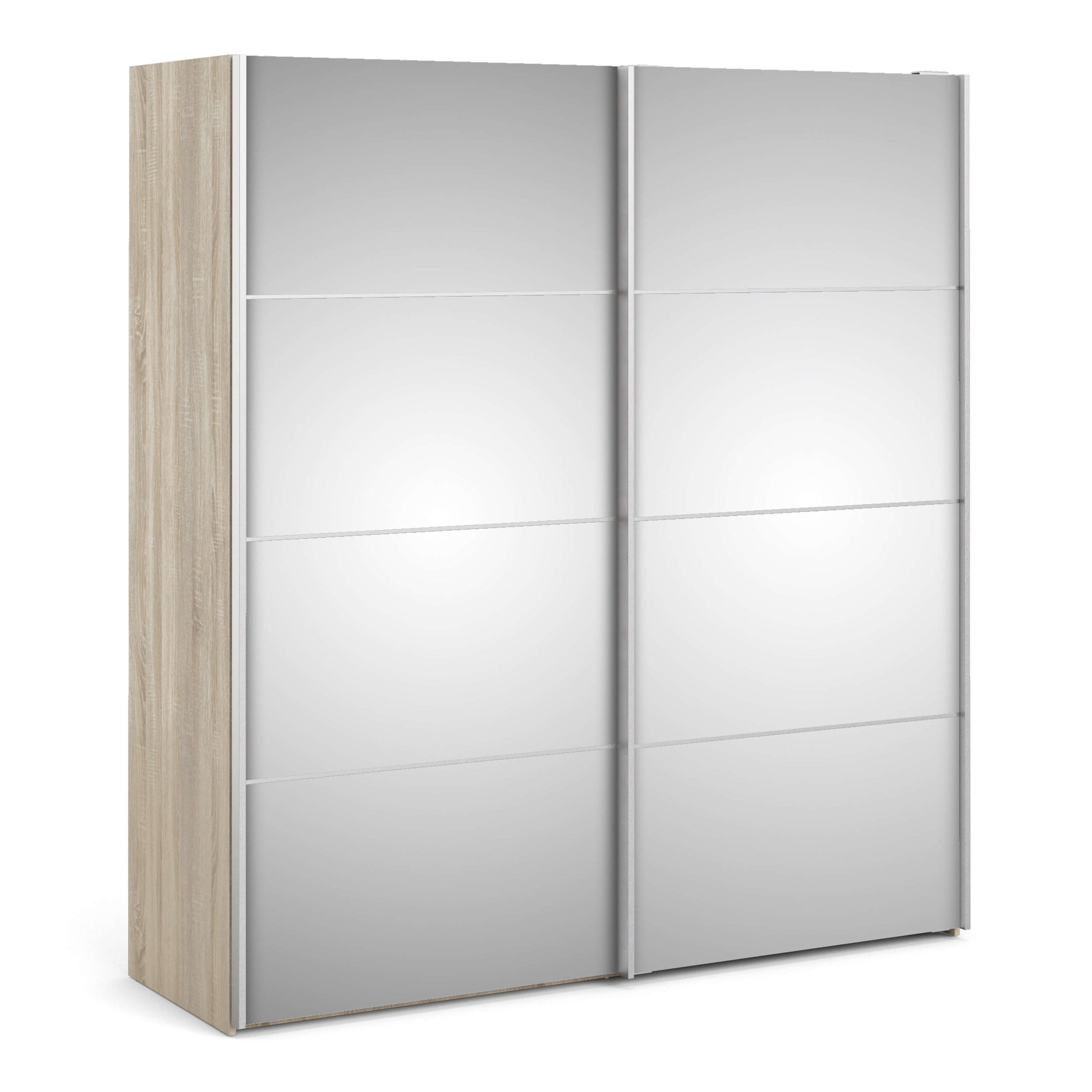 Verona Sliding Wardrobe 180cm in Oak with Mirror Doors with 5 Shelves ModelBedroom