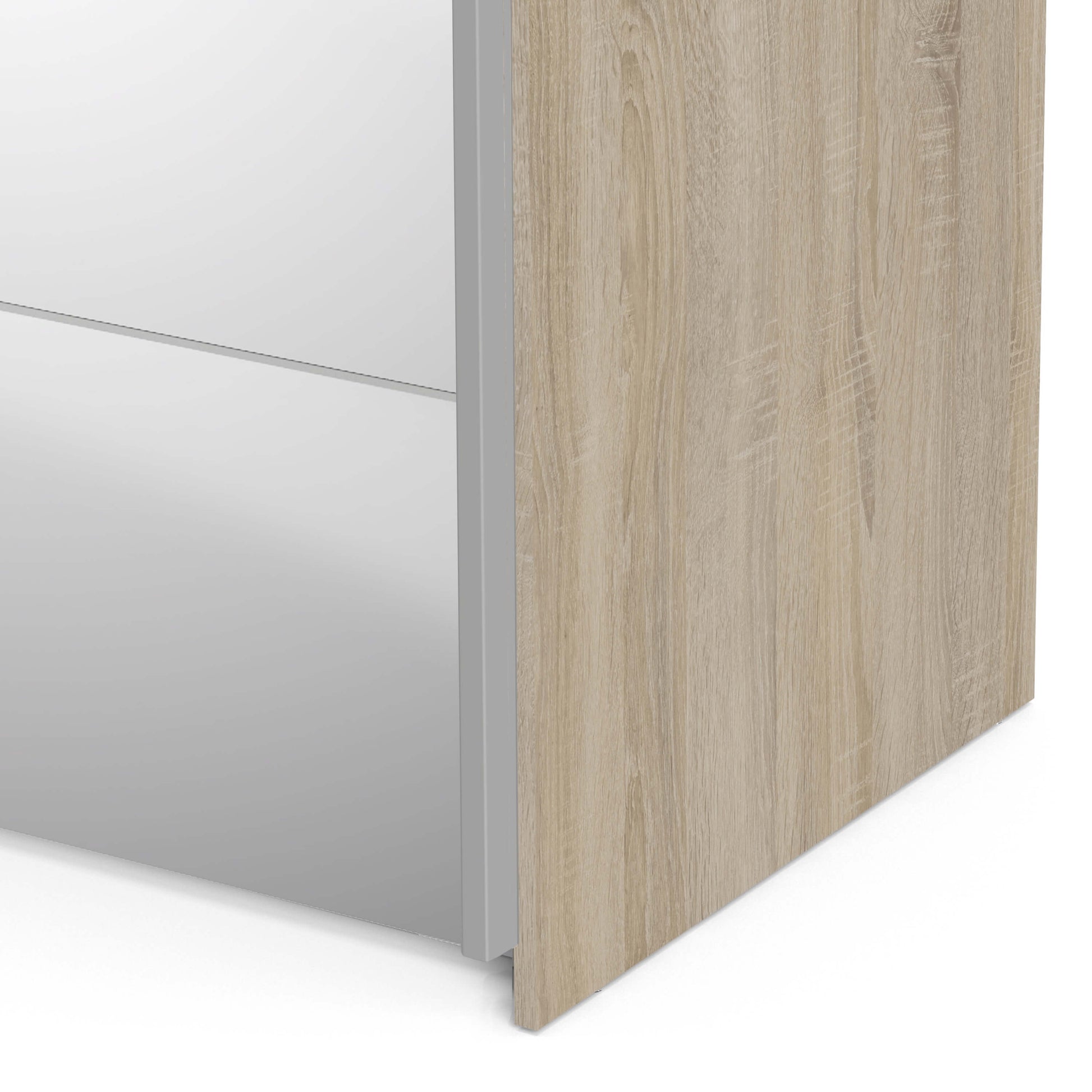 Verona Sliding Wardrobe 180cm in Oak with Mirror Doors with 5 Shelves ModelBedroom