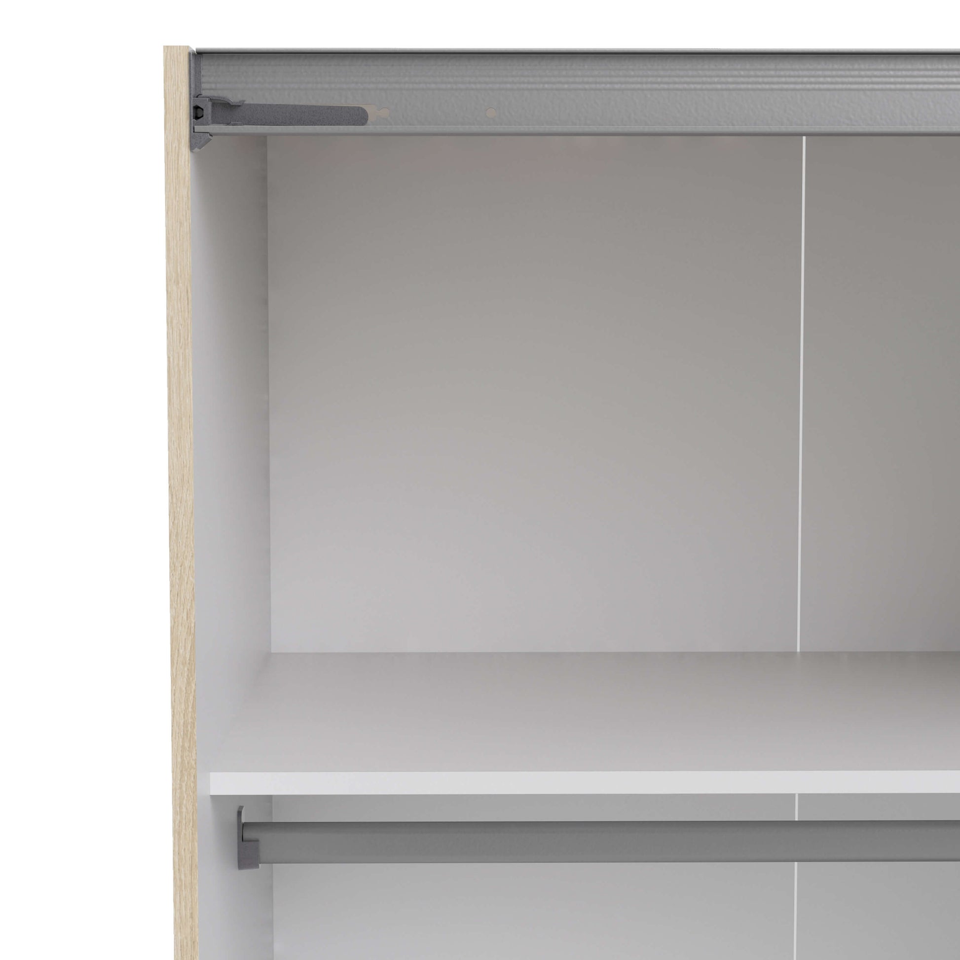 Verona Sliding Wardrobe 180cm in Oak with Mirror Doors with 5 Shelves ModelBedroom