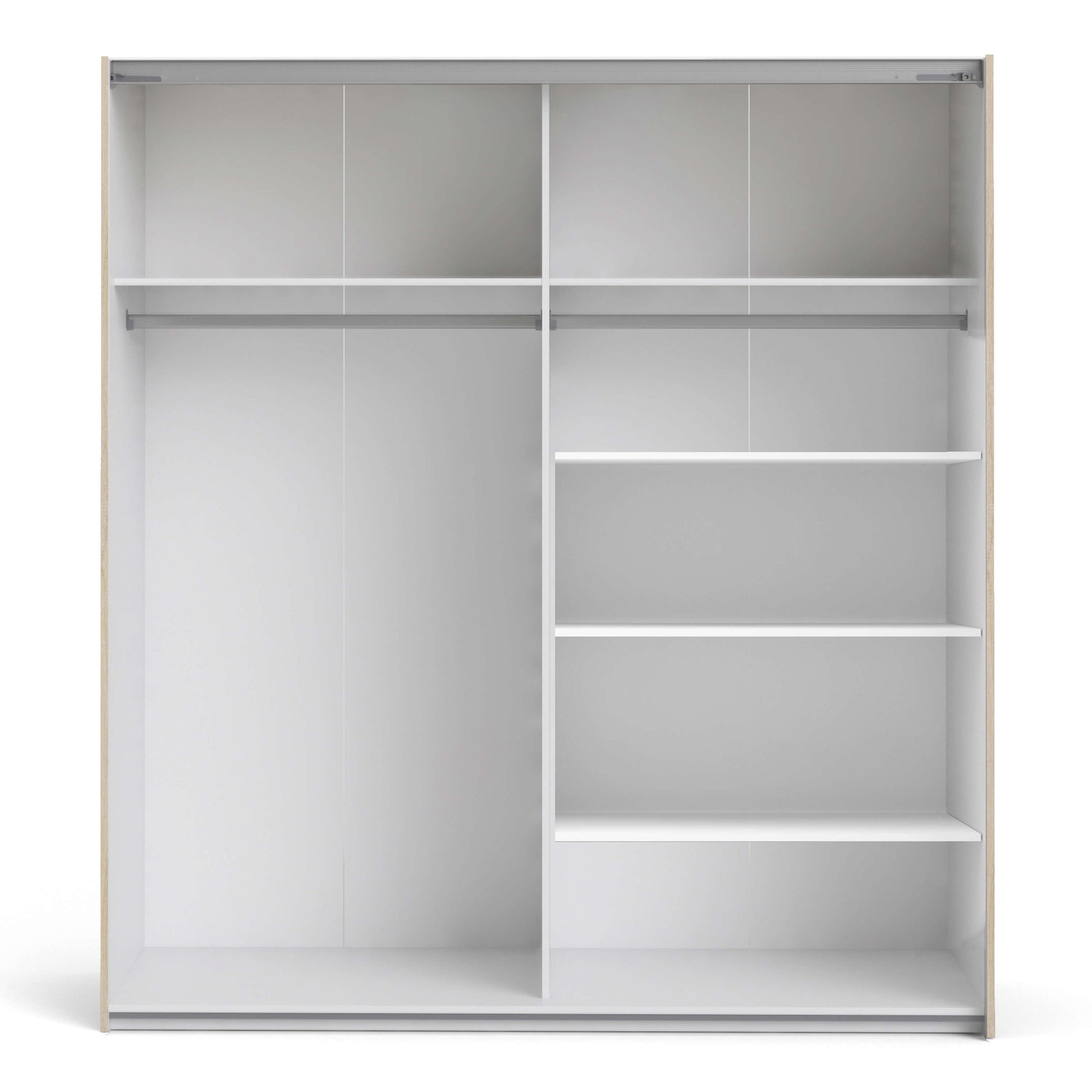 Verona Sliding Wardrobe 180cm in Oak with Mirror Doors with 5 Shelves ModelBedroom