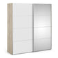 Verona Sliding Wardrobe 180cm in Oak with White and Mirror Doors with 5 Shelves ModelBedroom