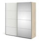 Verona Sliding Wardrobe 180cm in Oak with White and Mirror Doors with 5 Shelves ModelBedroom