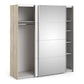 Verona Sliding Wardrobe 180cm in Oak with White and Mirror Doors with 5 Shelves ModelBedroom