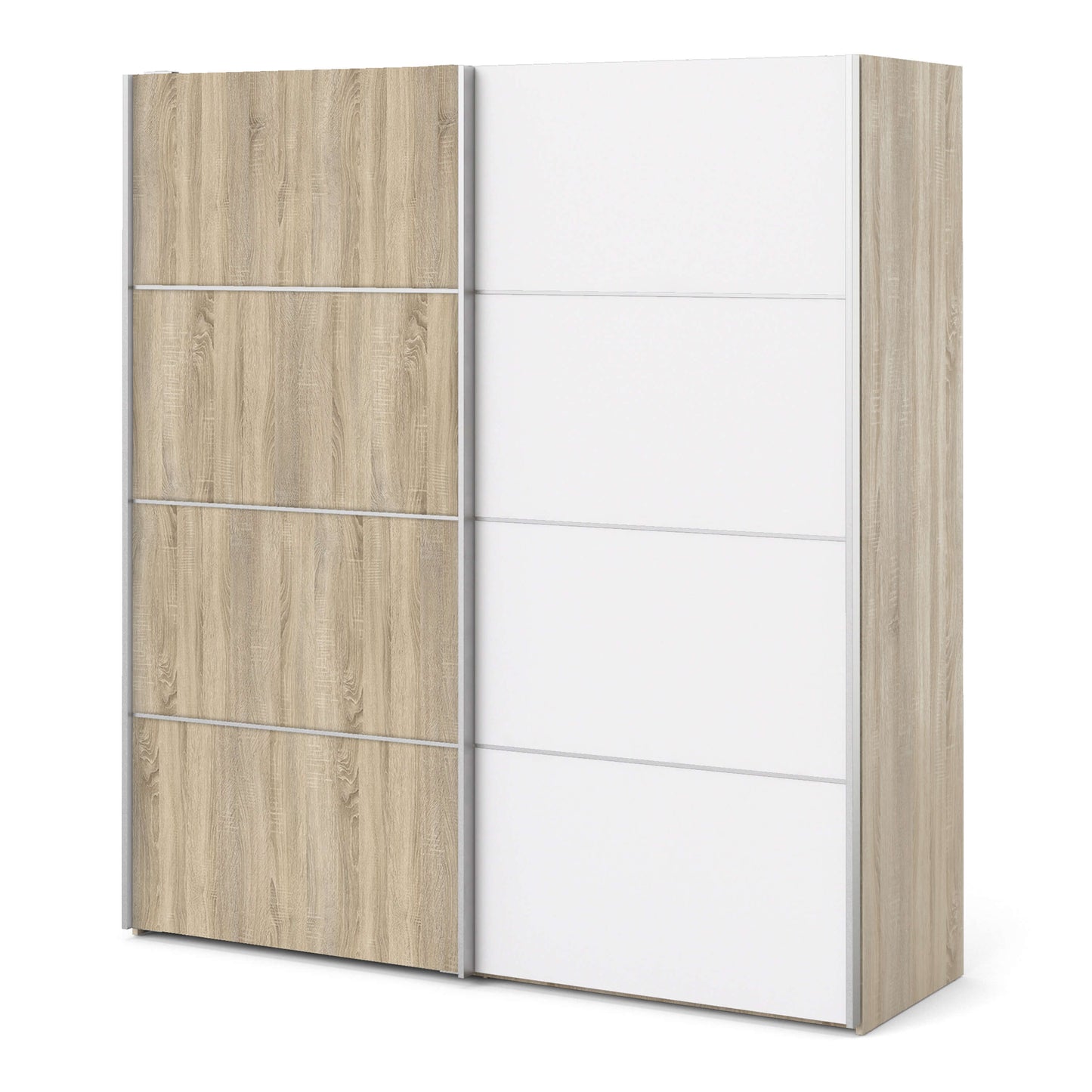 Verona Sliding Wardrobe 180cm in Oak with White and Oak doors with 5 Shelves ModelBedroom