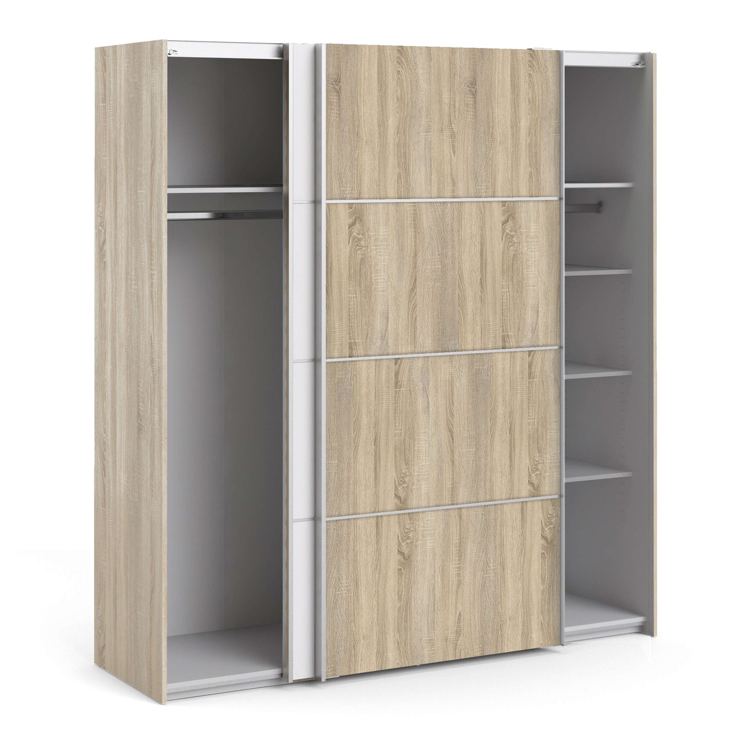 Verona Sliding Wardrobe 180cm in Oak with White and Oak doors with 5 Shelves ModelBedroom