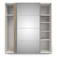 Verona Sliding Wardrobe 180cm in Oak with Oak and Mirror Doors with 5 Shelves ModelBedroom